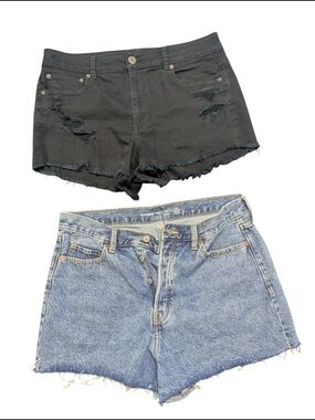 2 Pairs Denim Shorts Bundle | American Eagle + Old Navy | High Rise | Size 14